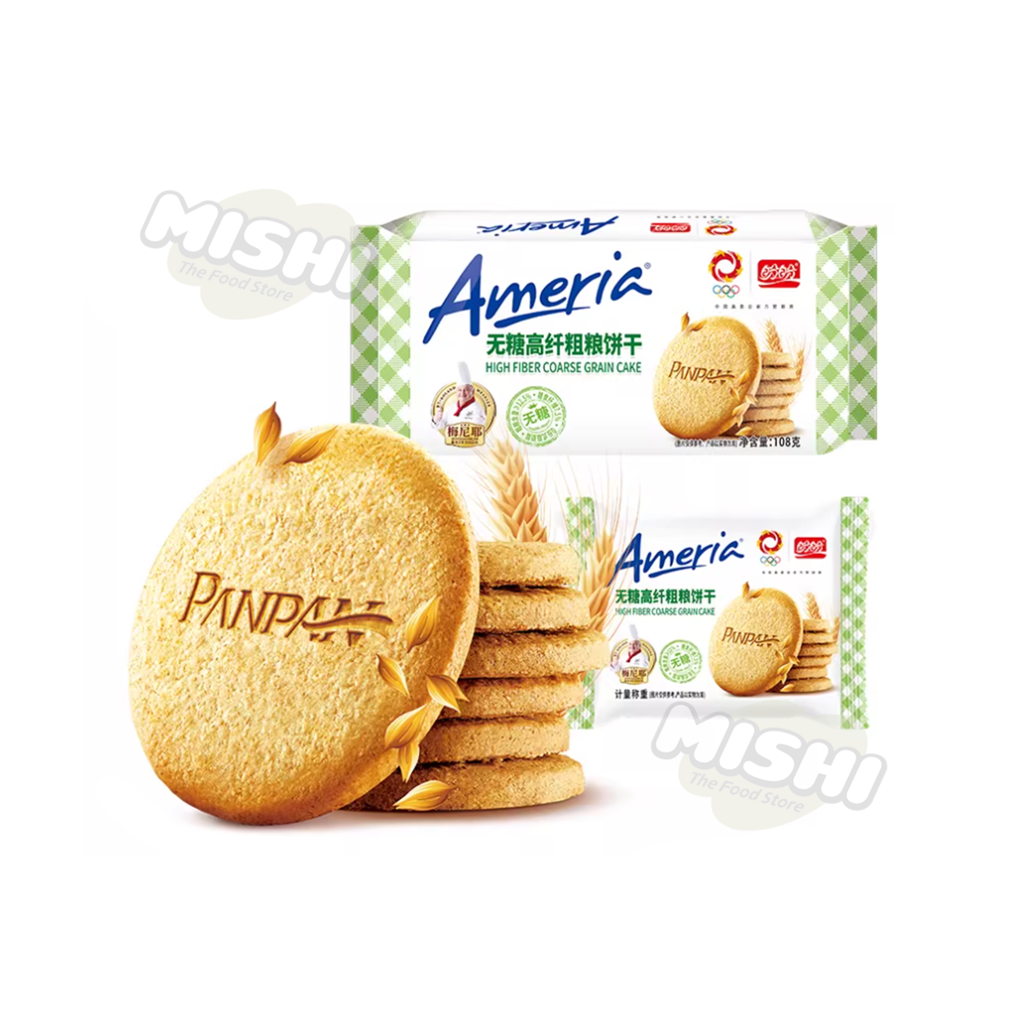 Pan Pan Brand Meniye Series Sugar-Free High-Fiber Whole Grain Biscuit (Original) 108g