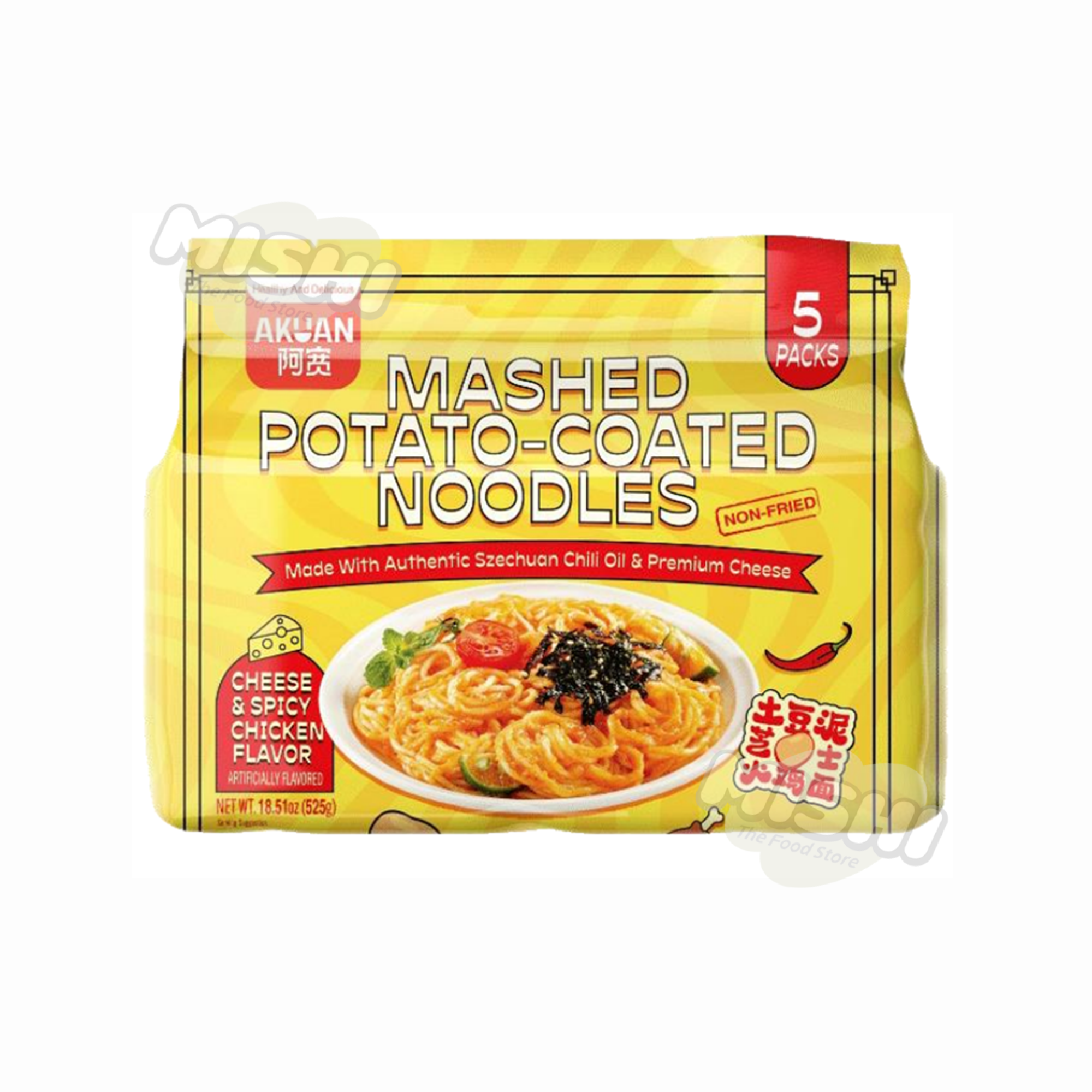 AKUAN Brand Mashed Potato Cheese Turkey Noodles 525g