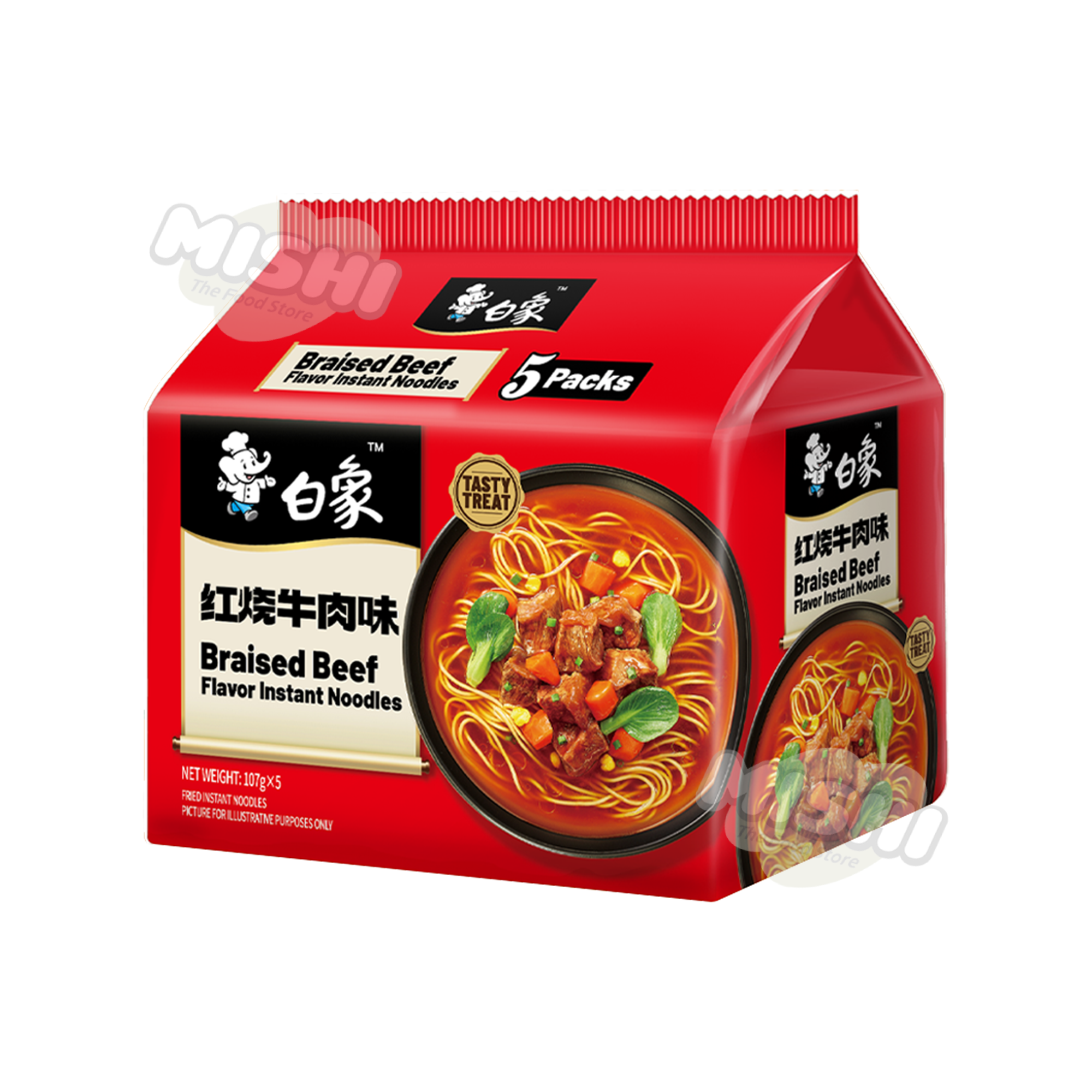 Bai Xiang Delicious Series Classic Braised Beef Flavor Noodles (5-pack)