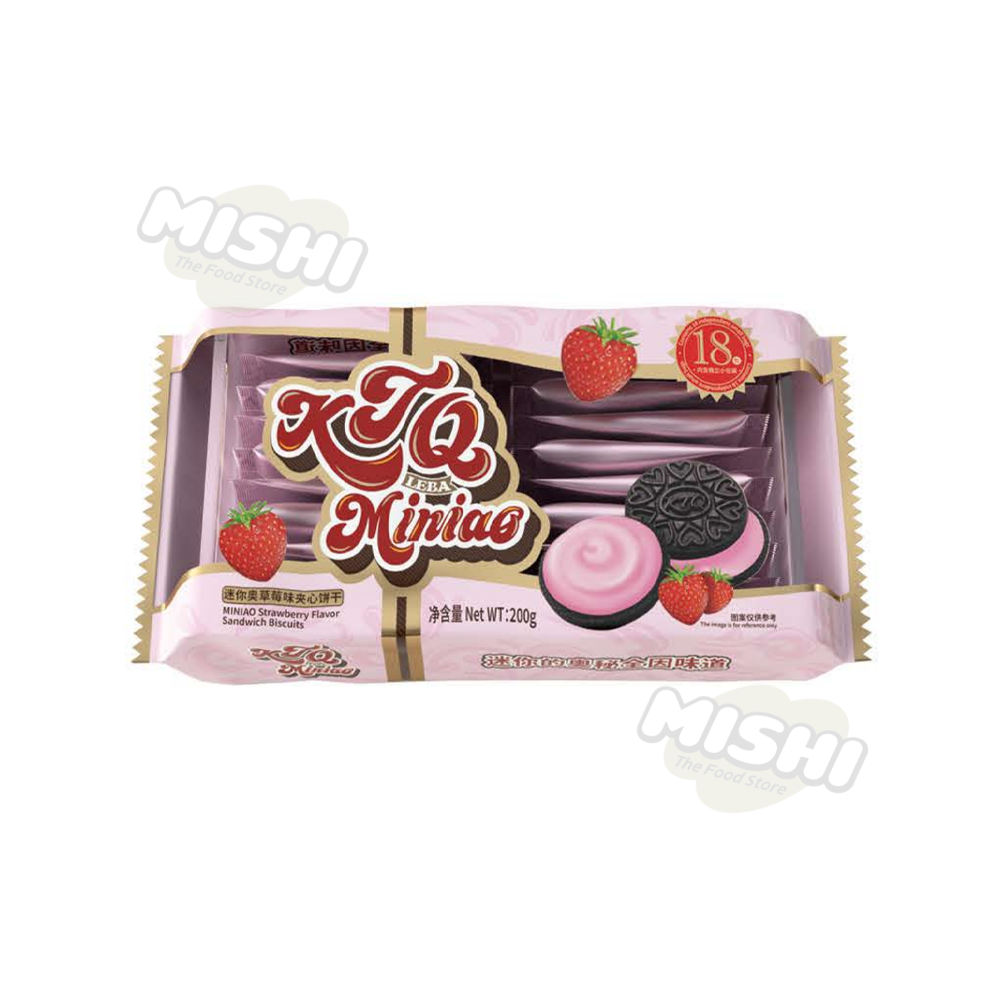 LEBA Brand Mini Oreo Sandwich Cookies Strawberry Flavor 200g