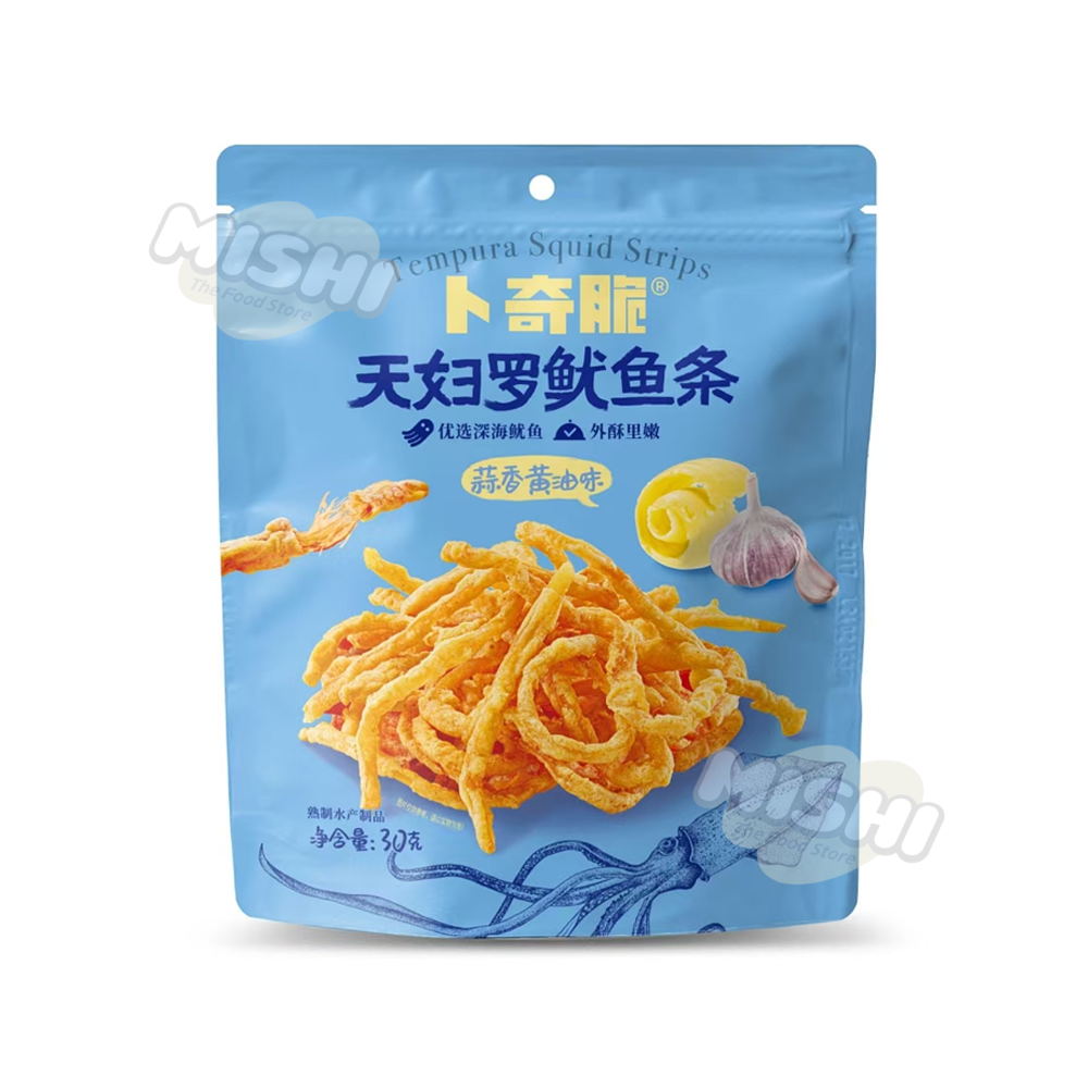 BUQICUI Brand Tempura Squid Strips Garlic Butter Flavor 30g