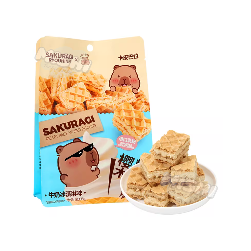 CAPYBARA Brand Sakura-shaped Wafer Biscuits (Milk Ice Cream Flavor) 65g