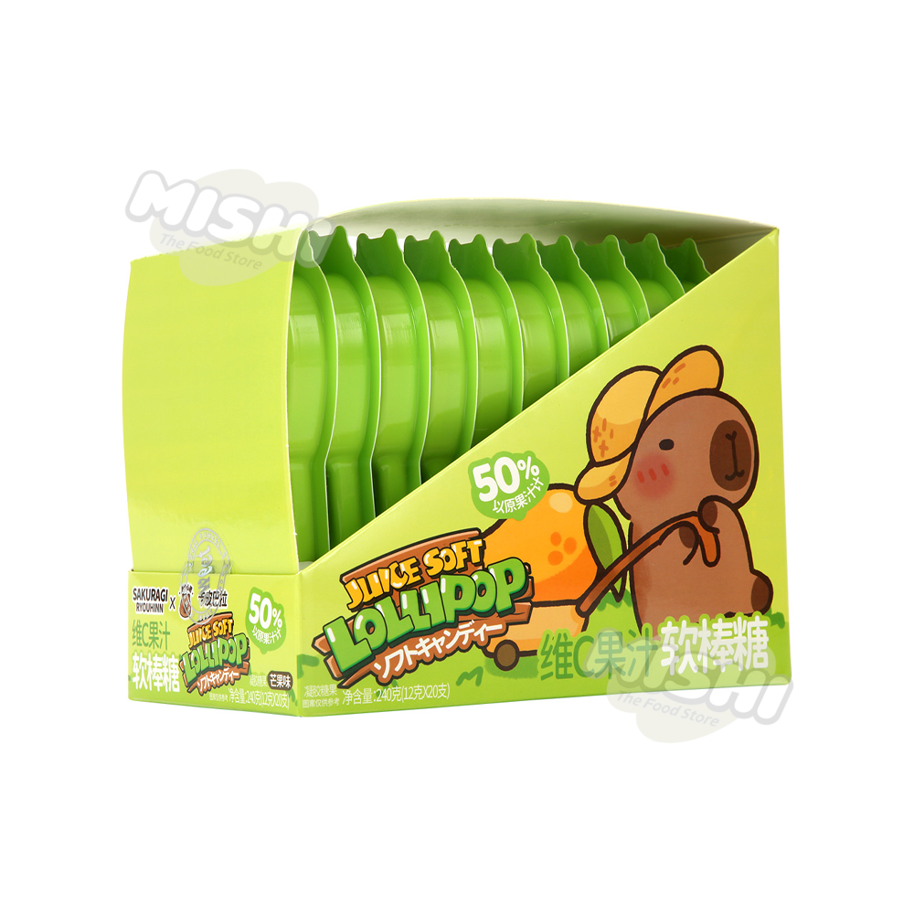 CAPYBARA Brand Vitamin C Fruit Juice Soft Candy Sticks (Mango Flavor) 240g