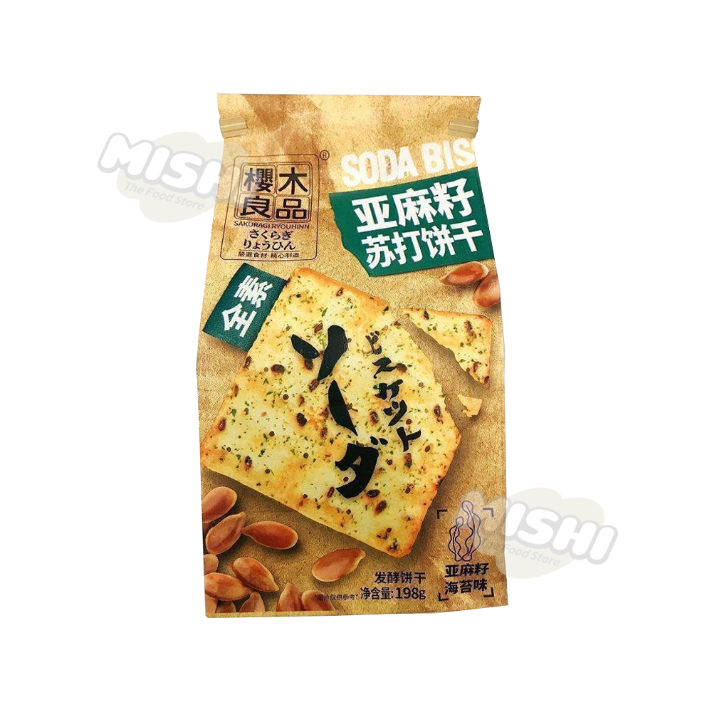 SAKURAGI RYOUHNN Brand Flaxseed Soda Crackers (Seaweed Flavor) 198g