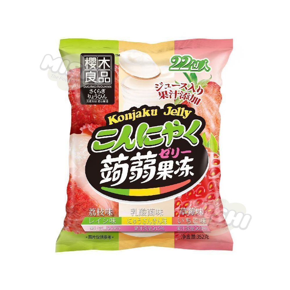 SAKURAGI RYOUHNN Brand Konjac Jelly (Lychee, Lactic Acid Bacteria, Strawberry) 352g