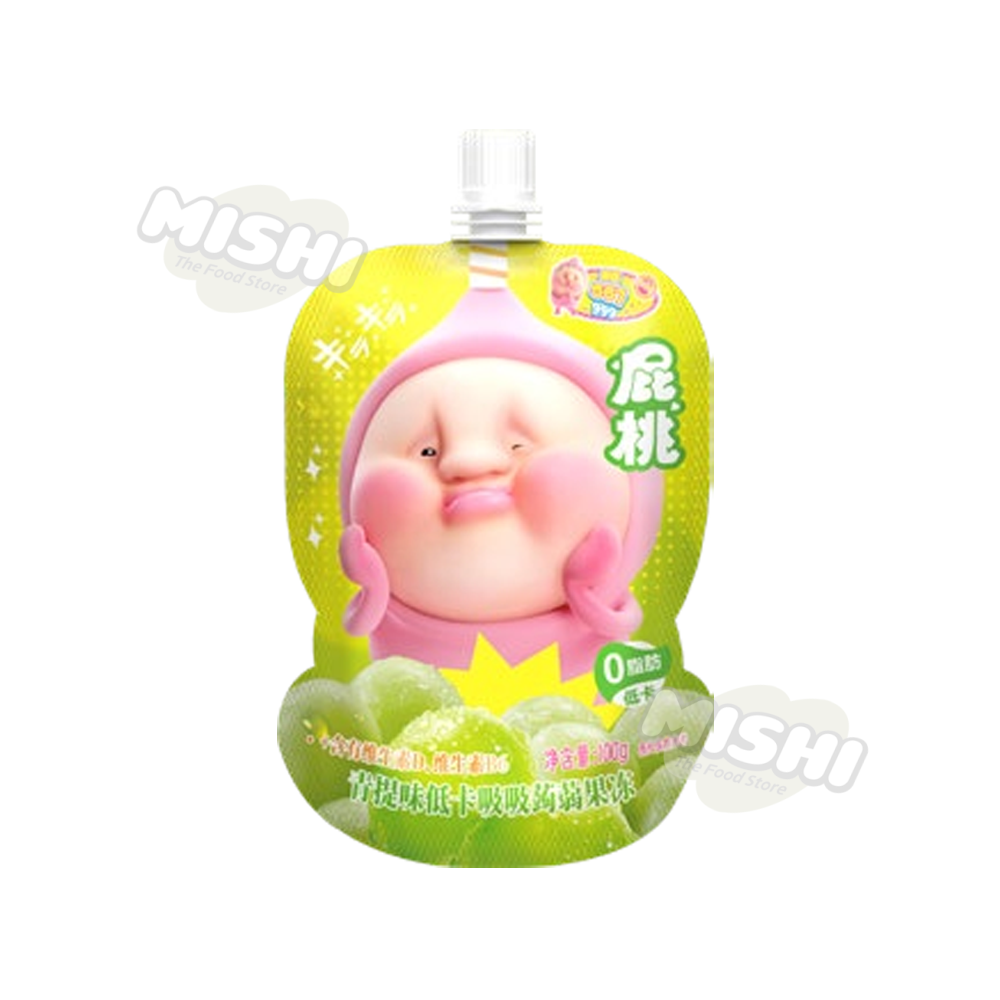 ZUO YIXIA Brand Peach-shaped Green Grape Flavor Low-Calorie Squeeze Konjac Jelly 100g
