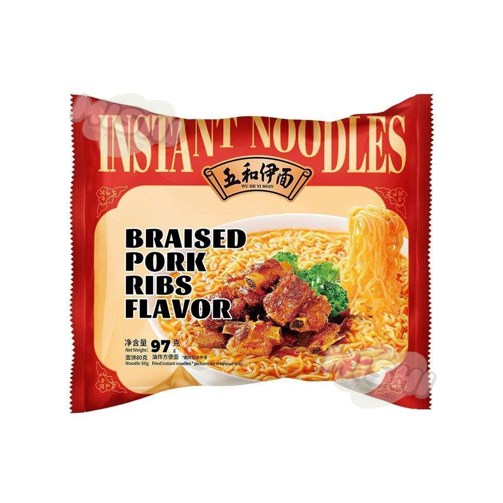 Wu He Yi Mian Brand Export Version Braised Pork Rib Bag Noodles 97g
