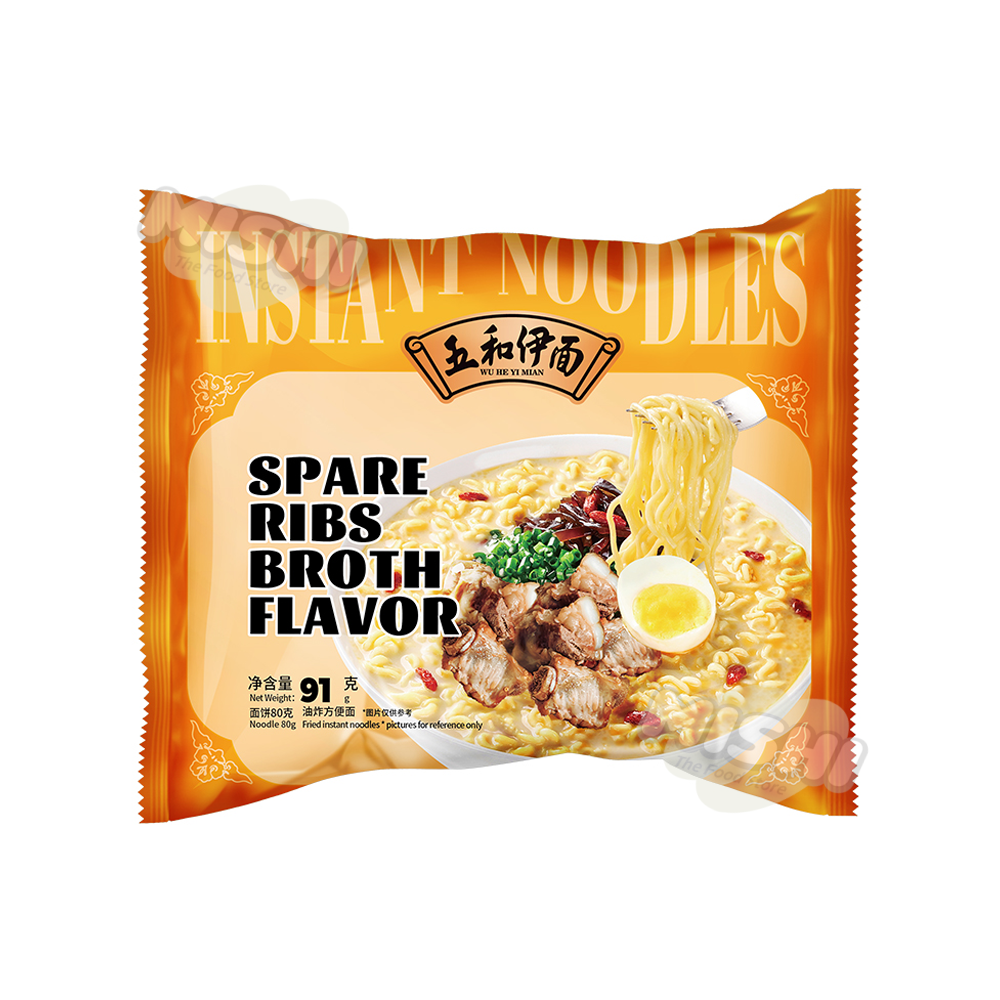 Wu He Yi Mian Brand Export Version Simmered Pork Rib Bag Noodles 91g