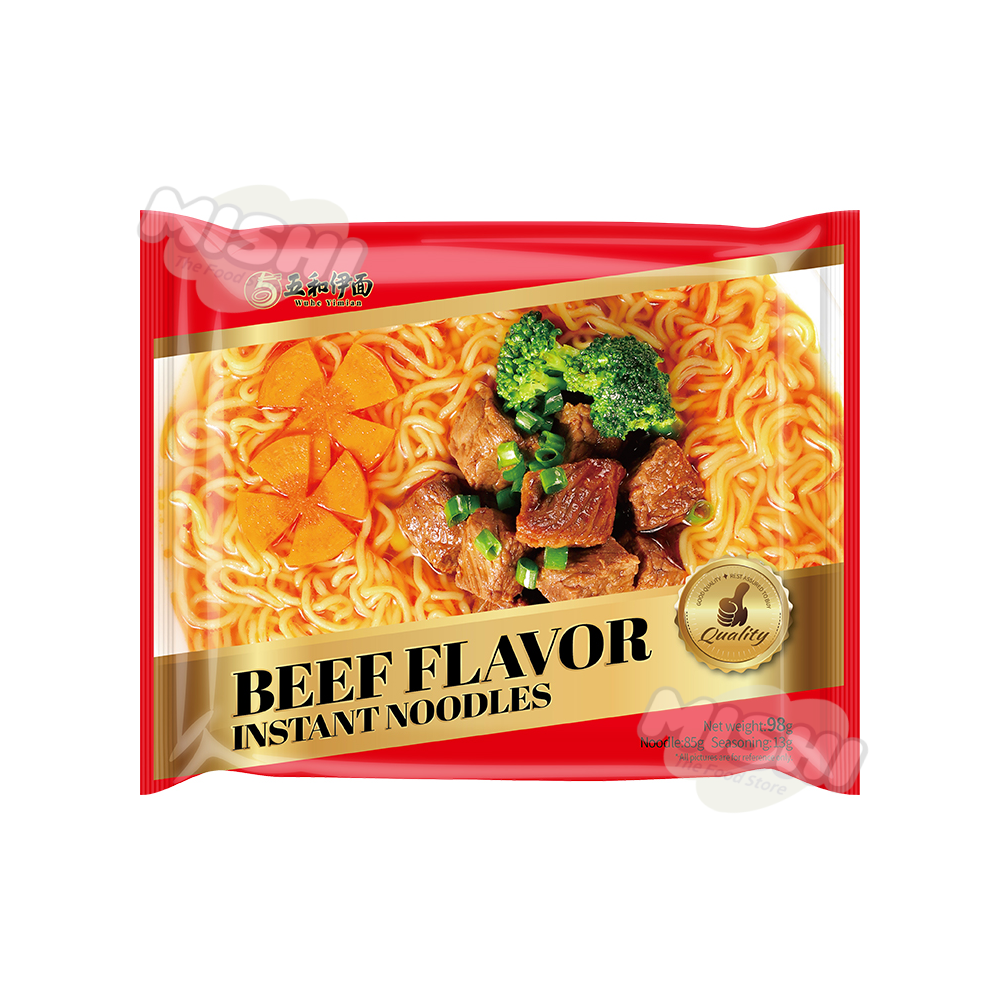 Wu He Yi Mian Brand Argentine Style Non-Spicy Beef Bag Noodles 98g