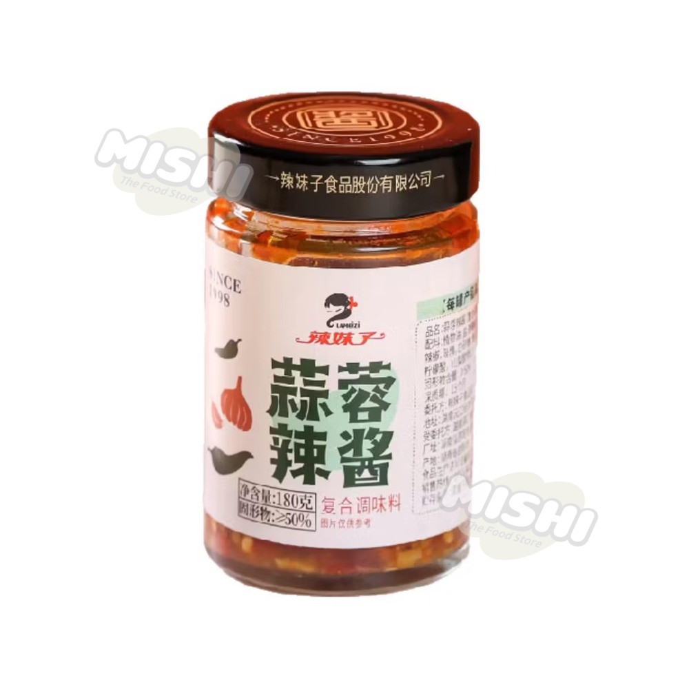 LA MEIZI Brand Garlic Chili Sauce (Glass Bottle) 180g